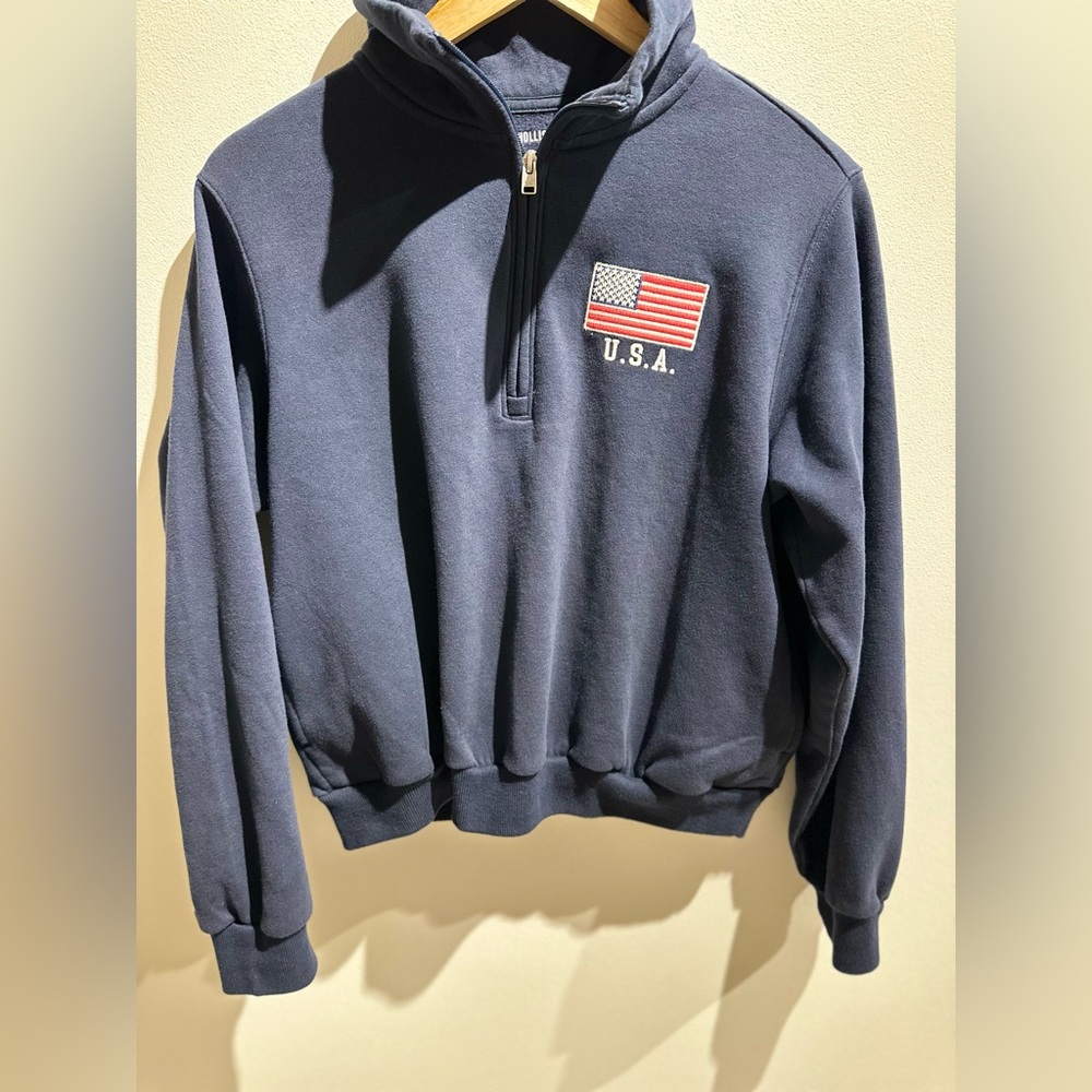 Hollister Half-Zip Navy Sweatshirt